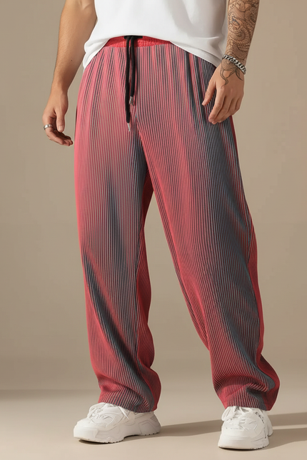 Pantalon Parachute Plissé Dégradé Fluide Streetwear Homme - Multicolore Polyester