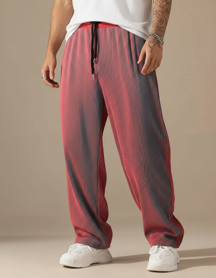 Pantalon Parachute Plissé Dégradé Fluide Streetwear Homme - Multicolore Polyester