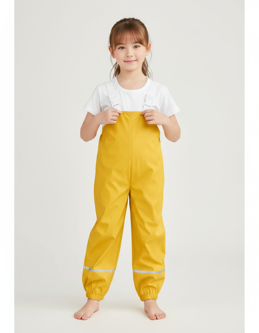 Pantalon Parachute Imperméable Jaune Enfant Salopette Pluie - Polyester