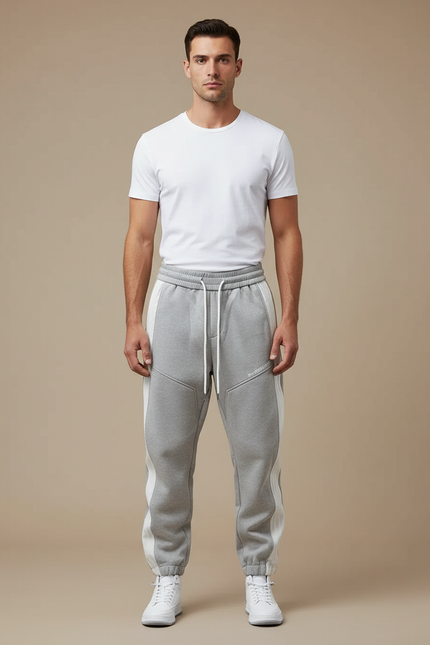 Pantalon Parachute Gris Jogging Sport Homme - Molleton