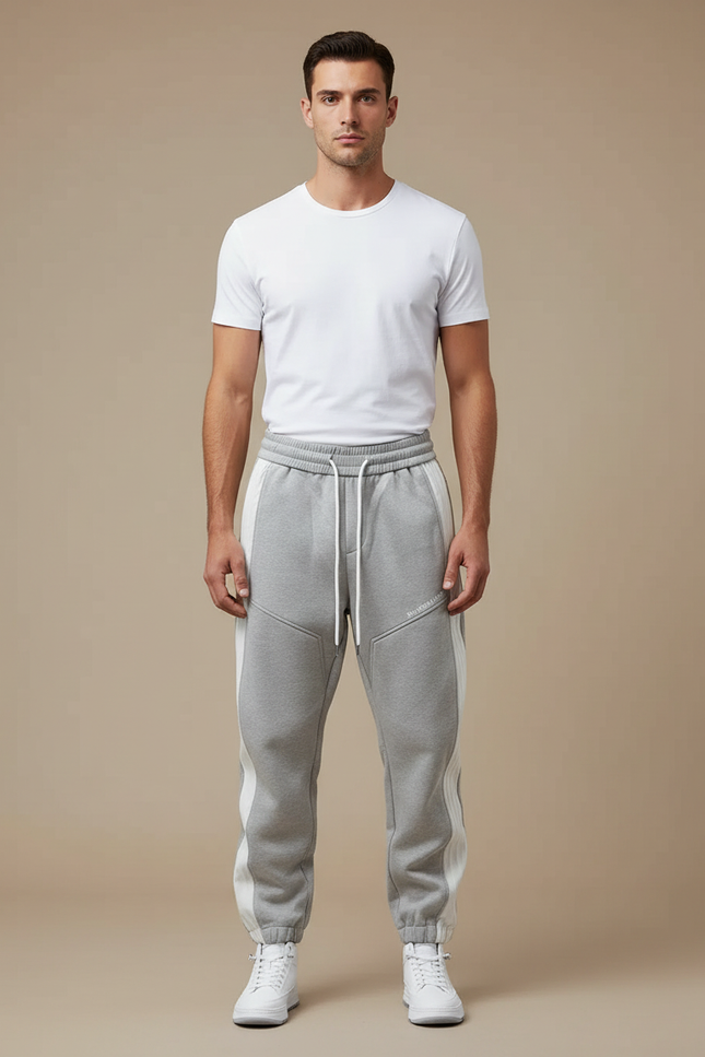 Pantalon Parachute Gris Jogging Sport Homme - Molleton
