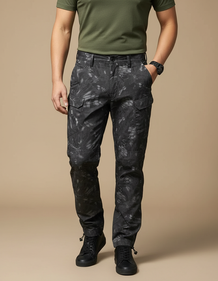 Pantalon Parachute Camouflage Noir Cargo Homme Durable - Toile