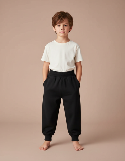 Pantalon Parachute Noir Ample Enfant Décontracté Coton - Molleton