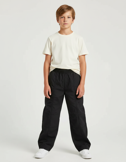 Pantalon Parachute Noir Ample Décontracté Enfant - Polyester