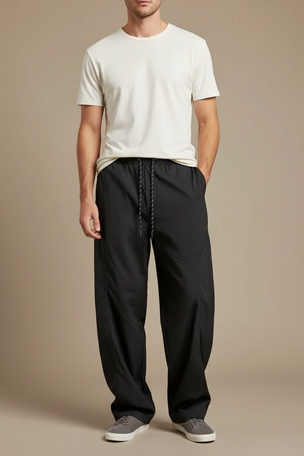 Pantalon Parachute Homme Noir Baggy Nylon - Polyester