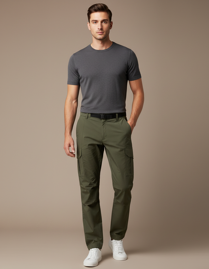 Pantalon Parachute Vert Cargo Décontracté Homme Coton