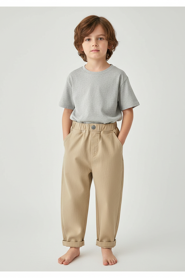 Pantalon Parachute Kaki Ample Décontracté Enfant - Coton