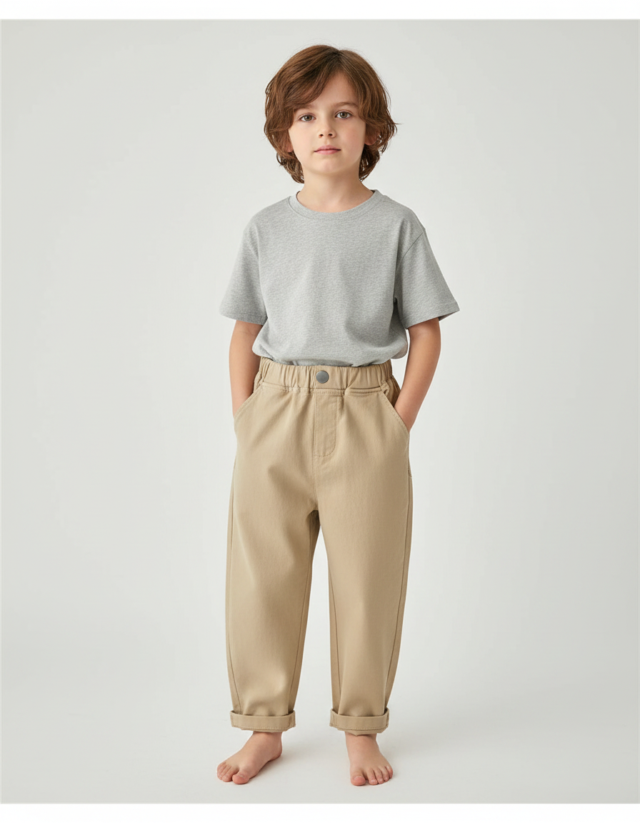 Pantalon Parachute Kaki Ample Décontracté Enfant - Coton