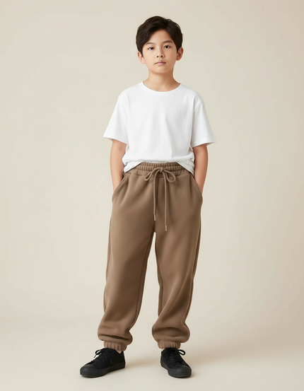 Pantalon Parachute Marron Molleton Ample Enfant Décontracté