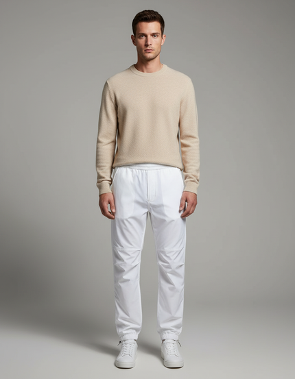 Pantalon Parachute Blanc Respirant Slim Fit Décontracté Homme - Polyester