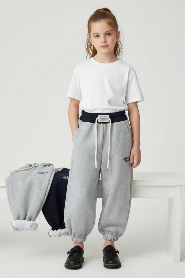 Pantalon Parachute Gris Ample Sport Enfant Unisexe - Molleton