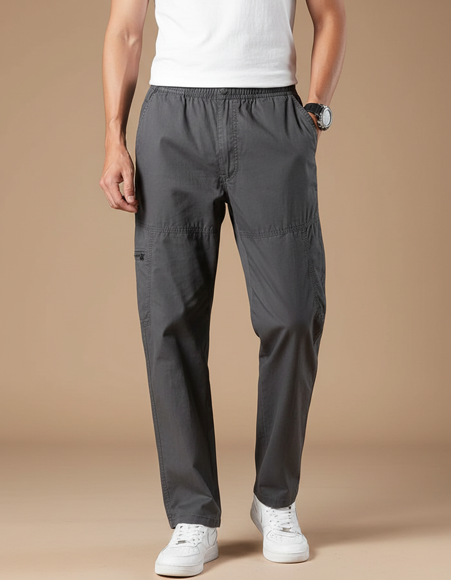 Pantalon Parachute Gris Décontracté Cargo Ample Homme - Toile