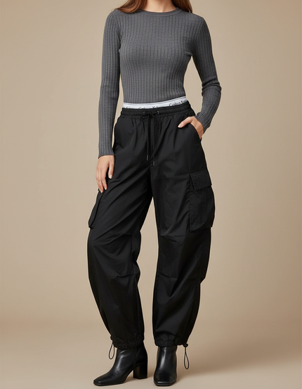 Pantalon Parachute Fille - Noir Polyester