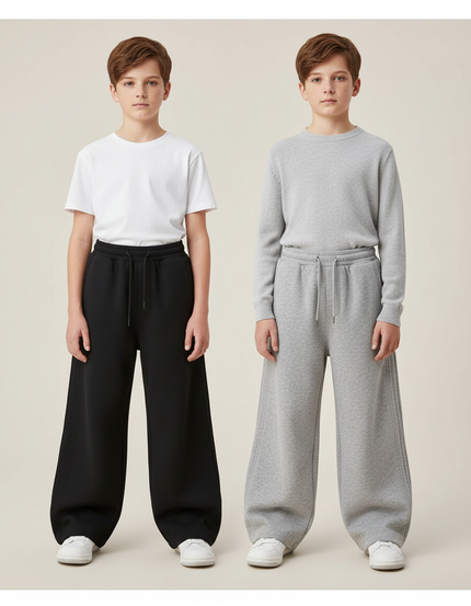 Pantalon Parachute Coton Ample Unisexe Décontracté Sport - Noir Molleton