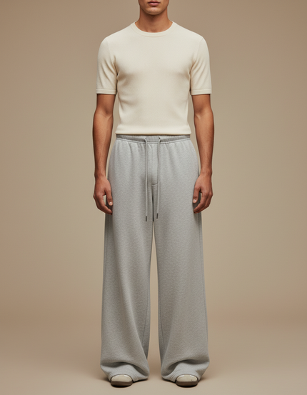 Pantalon Parachute Gris Ample Décontracté Homme Fluide - Molleton