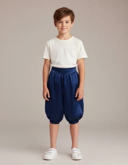 Pantalon Parachute Bleu Satiné Ample Bouffant Enfant - Marine