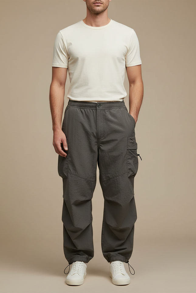 Pantalon Baggy Parachute - Kaki Polyester