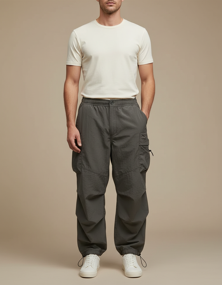 Pantalon Baggy Parachute - Kaki Polyester