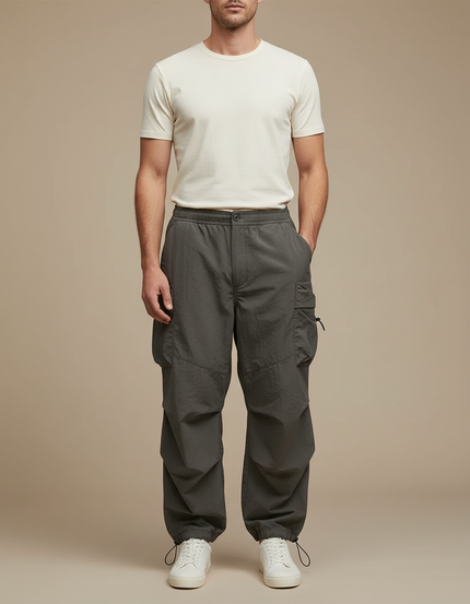Pantalon Baggy Parachute - Kaki Polyester