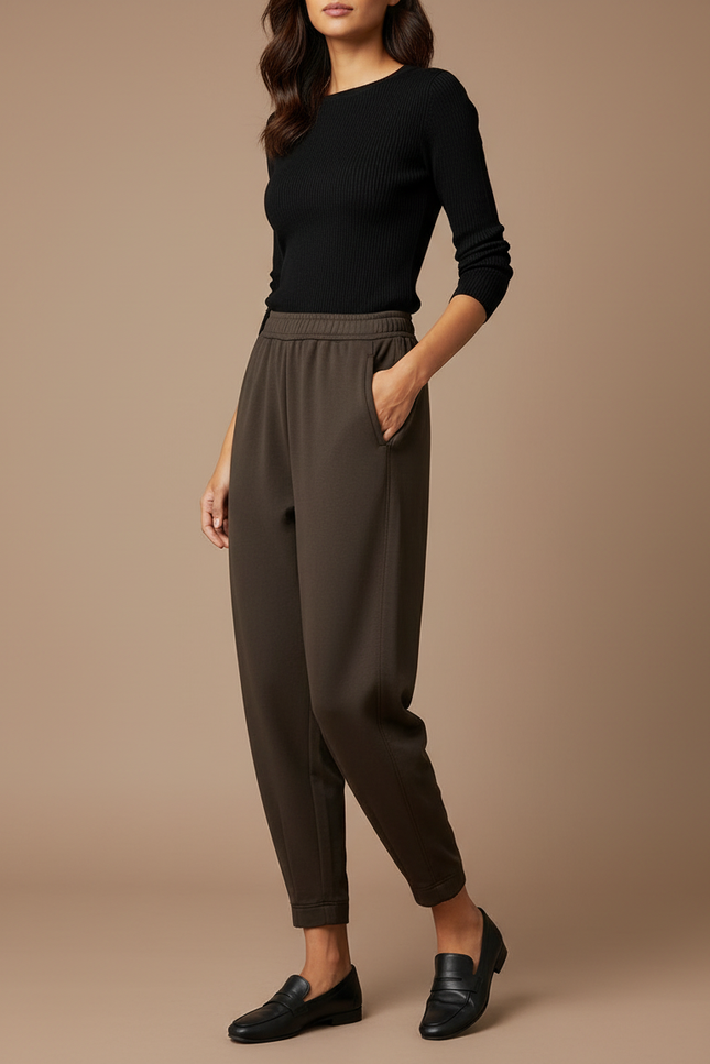 Pantalon Parachute Marron Ample Doux Confortable Femme - Molleton