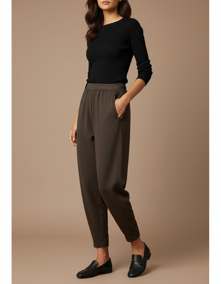 Pantalon Parachute Marron Ample Doux Confortable Femme - Molleton