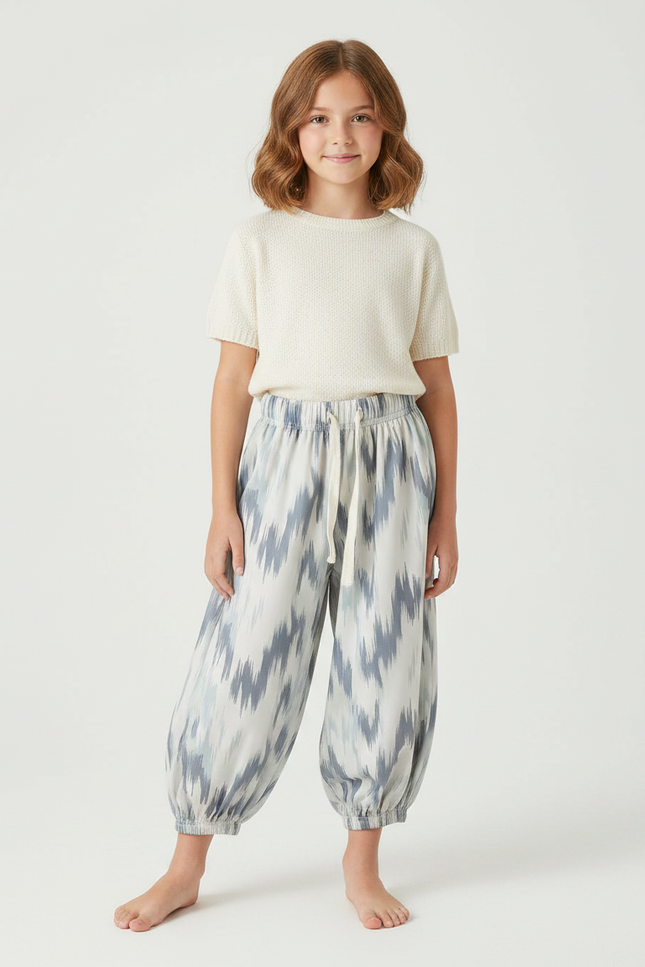 Pantalon Parachute Imprimé Ikat Fluide Enfant Léger - Viscose