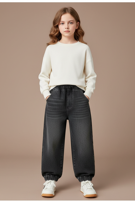 Pantalon Parachute Gris Ample Denim Enfant - Jean