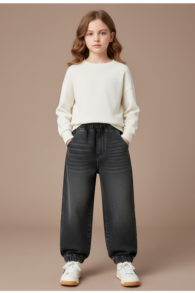 Pantalon Parachute Gris Ample Denim Enfant - Jean