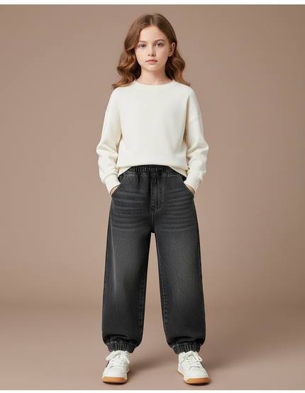 Pantalon Parachute Gris Ample Denim Enfant - Jean