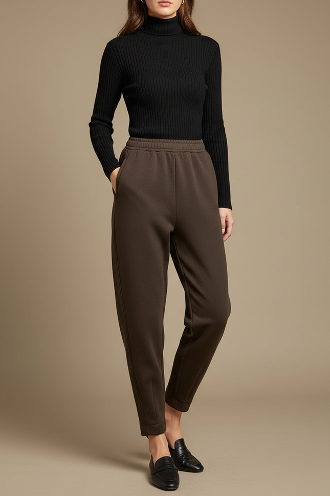 Pantalon Parachute Marron Chaud Ample Harem Confortable - Molleton