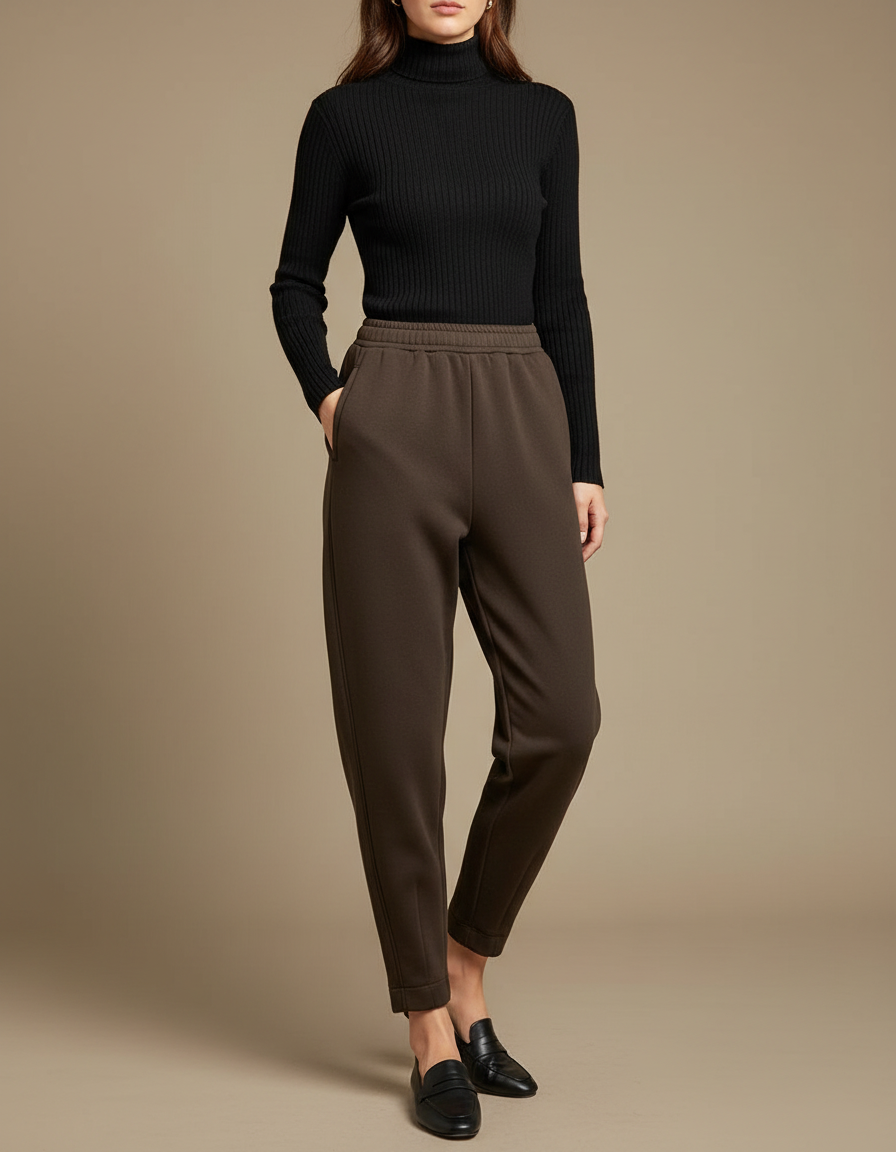 Pantalon Parachute Marron Chaud Ample Harem Confortable - Molleton