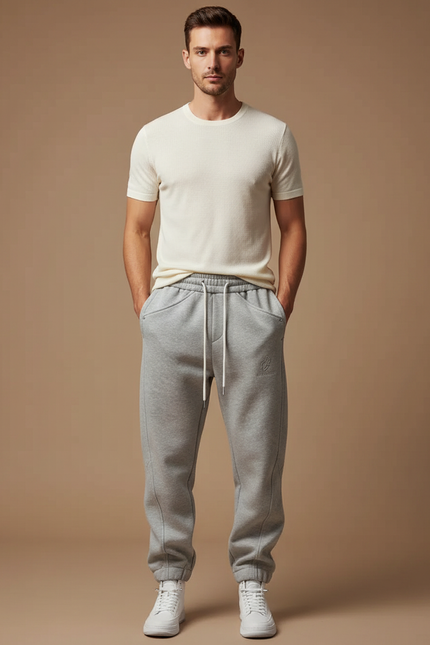 Pantalon Parachute Gris Ample Molleton Décontracté Homme