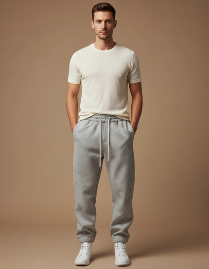 Pantalon Parachute Gris Ample Molleton Décontracté Homme