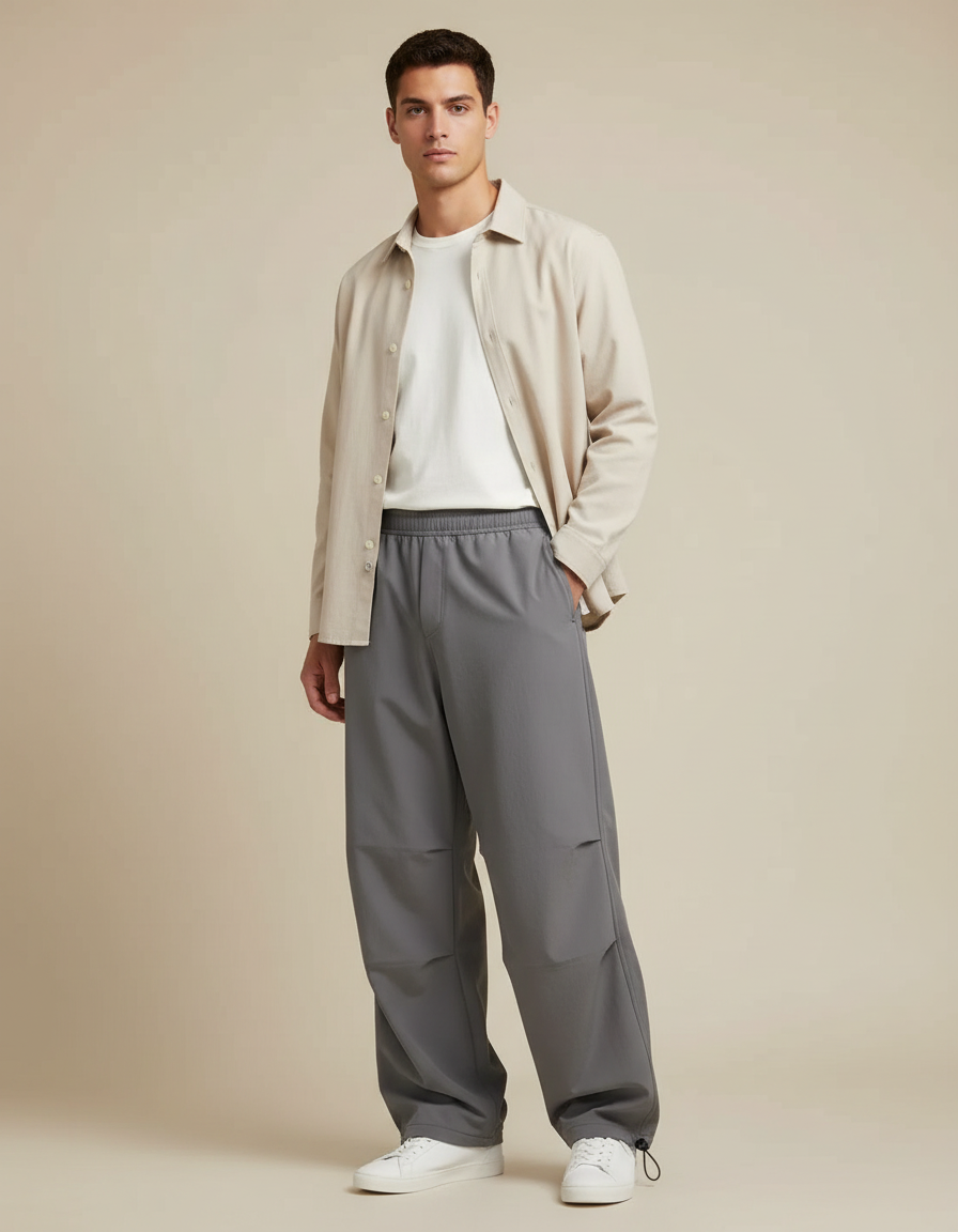 Pantalon Parachute Gris - Polyester