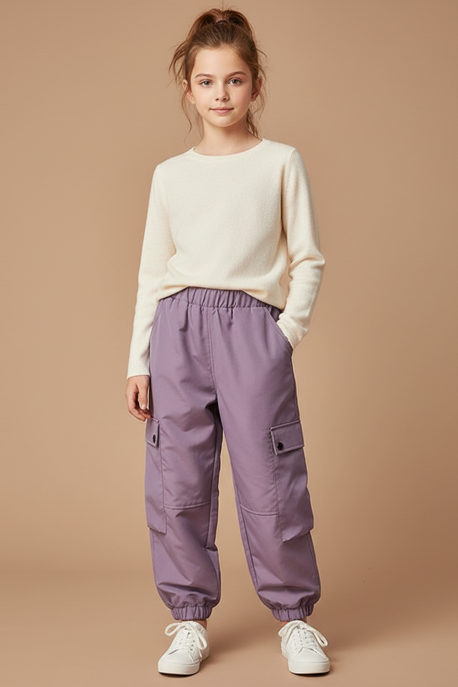 Pantalon Parachute Violet Cargo Ample Enfant Doux - Polyester