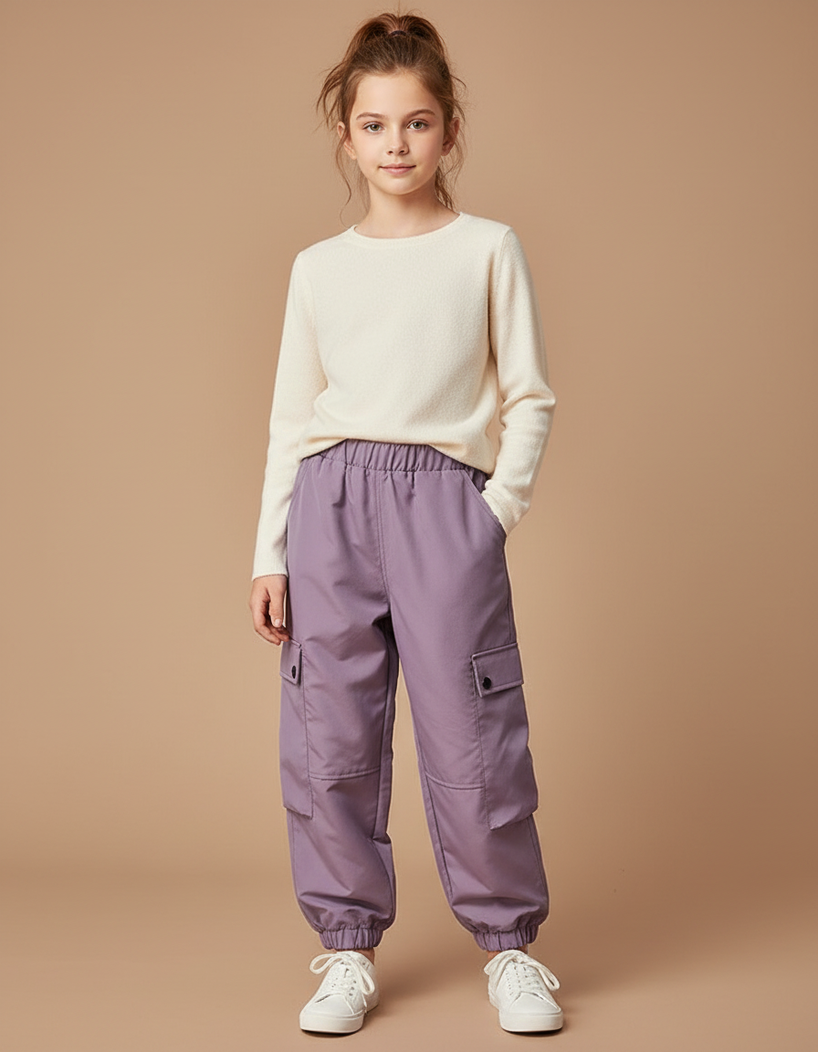 Pantalon Parachute Violet Cargo Ample Enfant Doux - Polyester