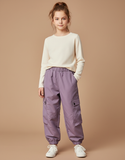 Pantalon Parachute Violet Cargo Ample Enfant Doux - Polyester