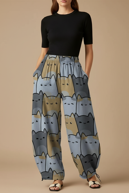 Pantalon Parachute Femme Resserré Aux Chevilles Nylon - Imprimé Viscose