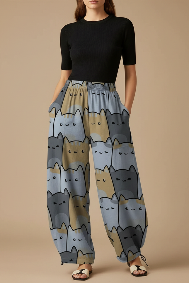 Pantalon Parachute Femme Resserré Aux Chevilles Nylon - Imprimé Viscose