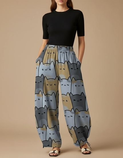 Pantalon Parachute Femme Resserré Aux Chevilles Nylon - Imprimé Viscose