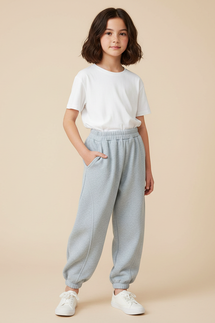 Pantalon Parachute Gris Ample Molletonné Enfant Confort