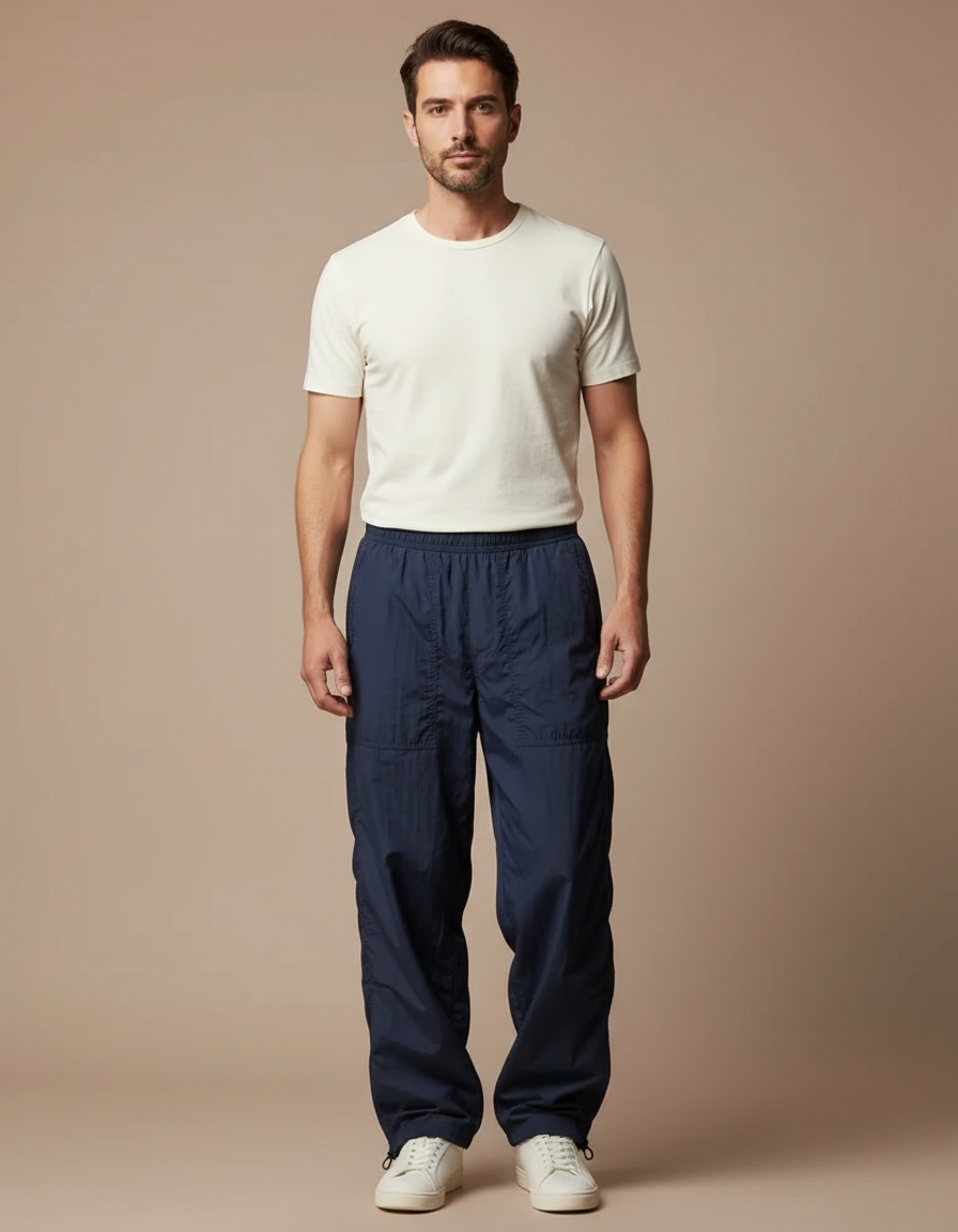 Pantalon Parachute Bleu Marine - Polyester