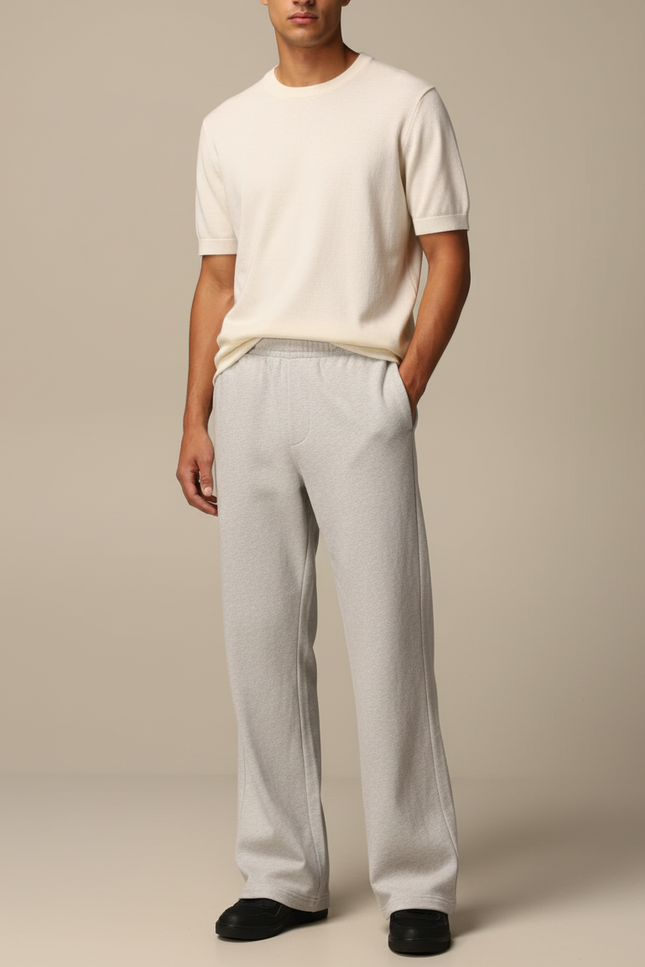 Pantalon Parachute Gris Ample Coton Homme Décontracté - Molleton