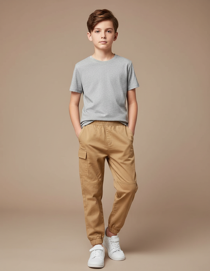 Pantalon Parachute Kaki Coton Cargo Garçon Décontracté
