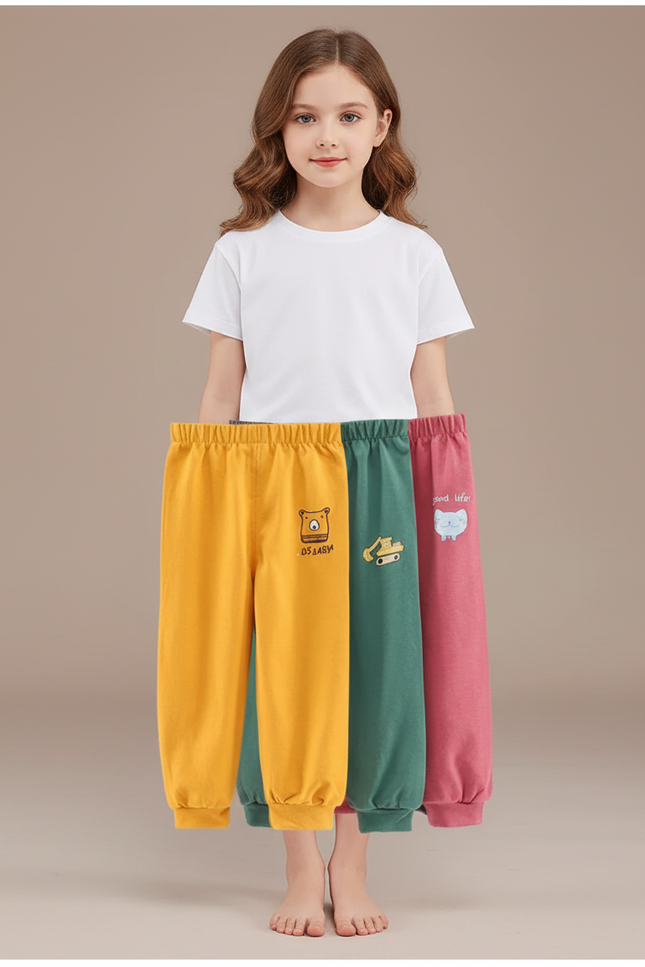 Pantalon Parachute Coton Confortable Enfant Imprimé Sportif - Jaune Molleton