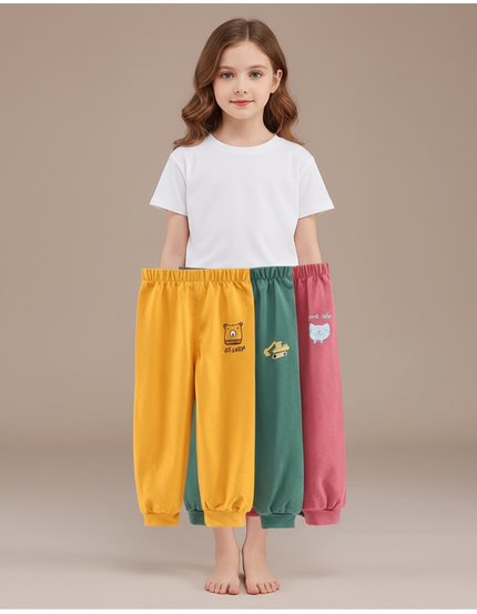 Pantalon Parachute Coton Confortable Enfant Imprimé Sportif - Jaune Molleton