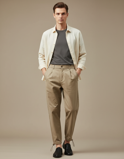 Pantalon Parachute Kaki Coton Décontracté Homme