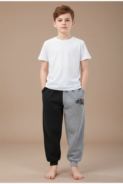 Pantalon Parachute Bicolore Molleton Imprimé Garçon Sport