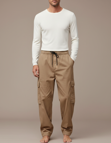 Pantalon Parachute Kaki Cargo Lâche Décontracté Cordon Homme - Coton