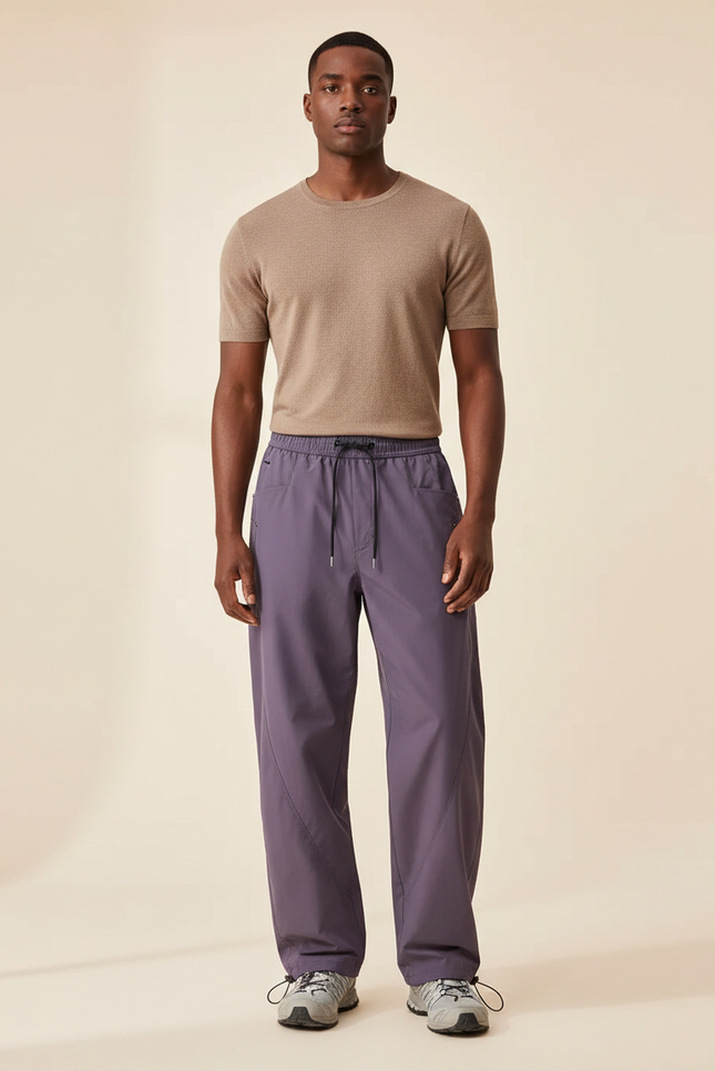 Pantalon Parachute Violet Ample Imperméable Sport Unisexe - Polyester